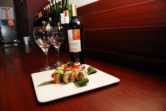 Sushi Dish served with Wine